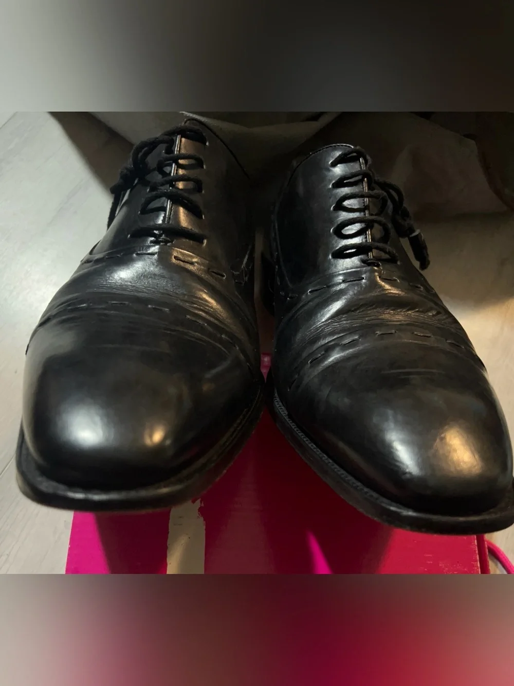Mezlan Brizio Black Leather Cap Toe Oxfords- Size 13 M filigree Crest